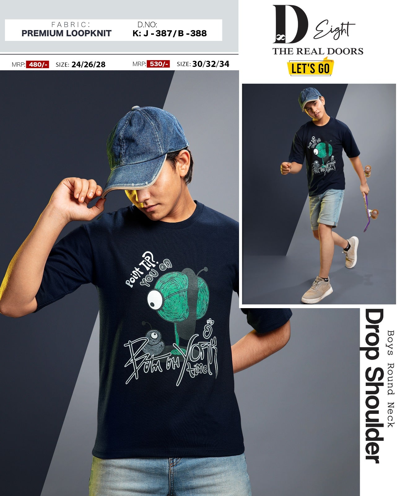 J 387-B 388 Drop Shoulder D-8 Looper Boys Tshirt Manufacturer Ahmedabad