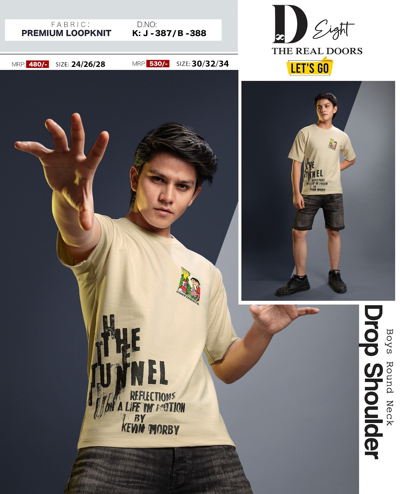 J 387-B 388 Drop Shoulder D-8 Looper Boys Tshirt Manufacturer Ahmedabad