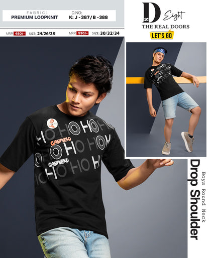 J 387-B 388 Drop Shoulder D-8 Looper Boys Tshirt Manufacturer Ahmedabad