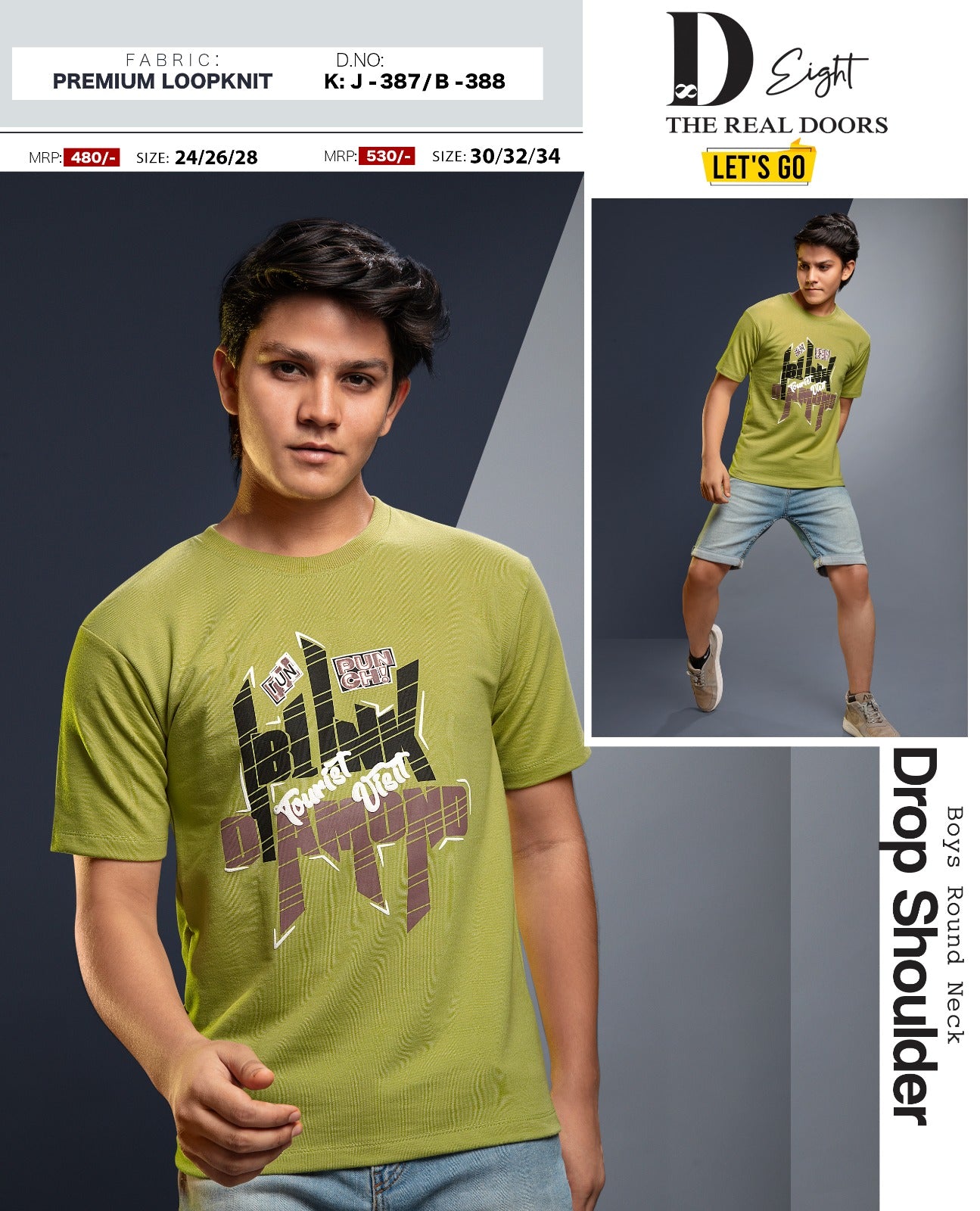 J 387-B 388 Drop Shoulder D-8 Looper Boys Tshirt Manufacturer Ahmedabad