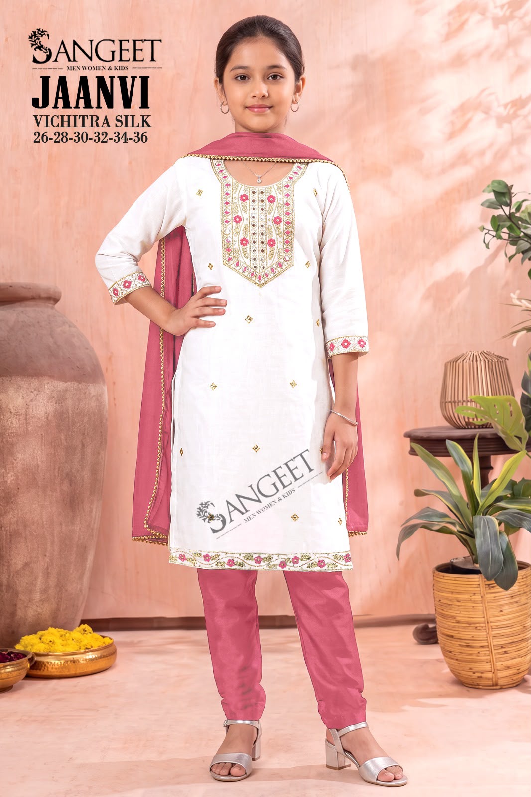 Jaanvi Sangeet Vichitra Silk Girls Readymade Pant Suits Supplier