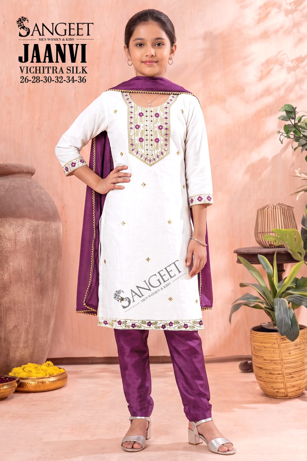 Jaanvi Sangeet Vichitra Silk Girls Readymade Pant Suits Supplier
