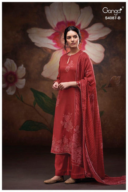 Jaashvi 4087 Ganga Cotton Satin Pant Style Suits Wholesaler India