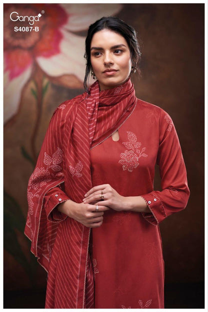 Jaashvi 4087 Ganga Cotton Satin Pant Style Suits Wholesaler India