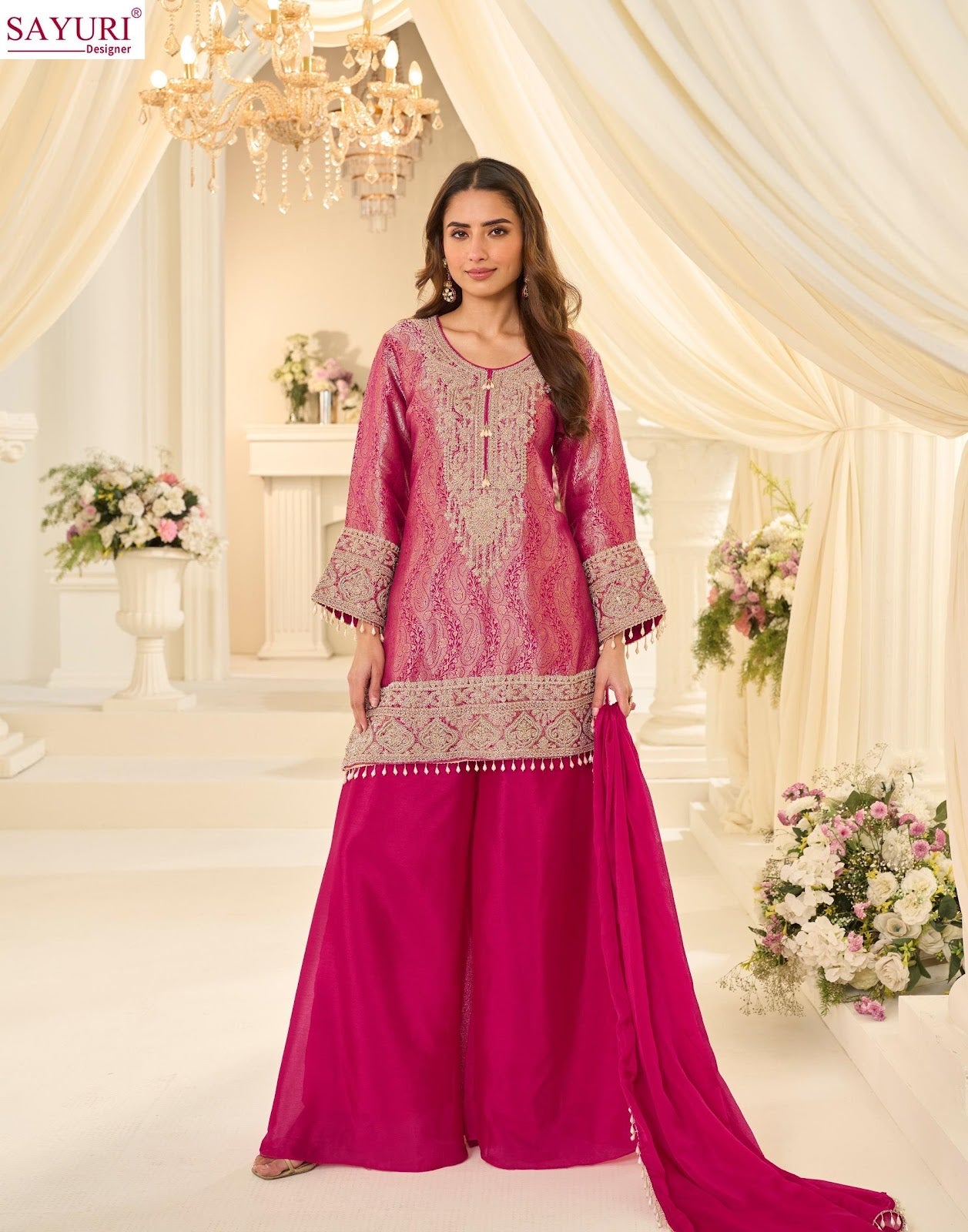 Jacquard Beads Collection Sayuri Viscose Silk Readymade Suits Manufacturer India