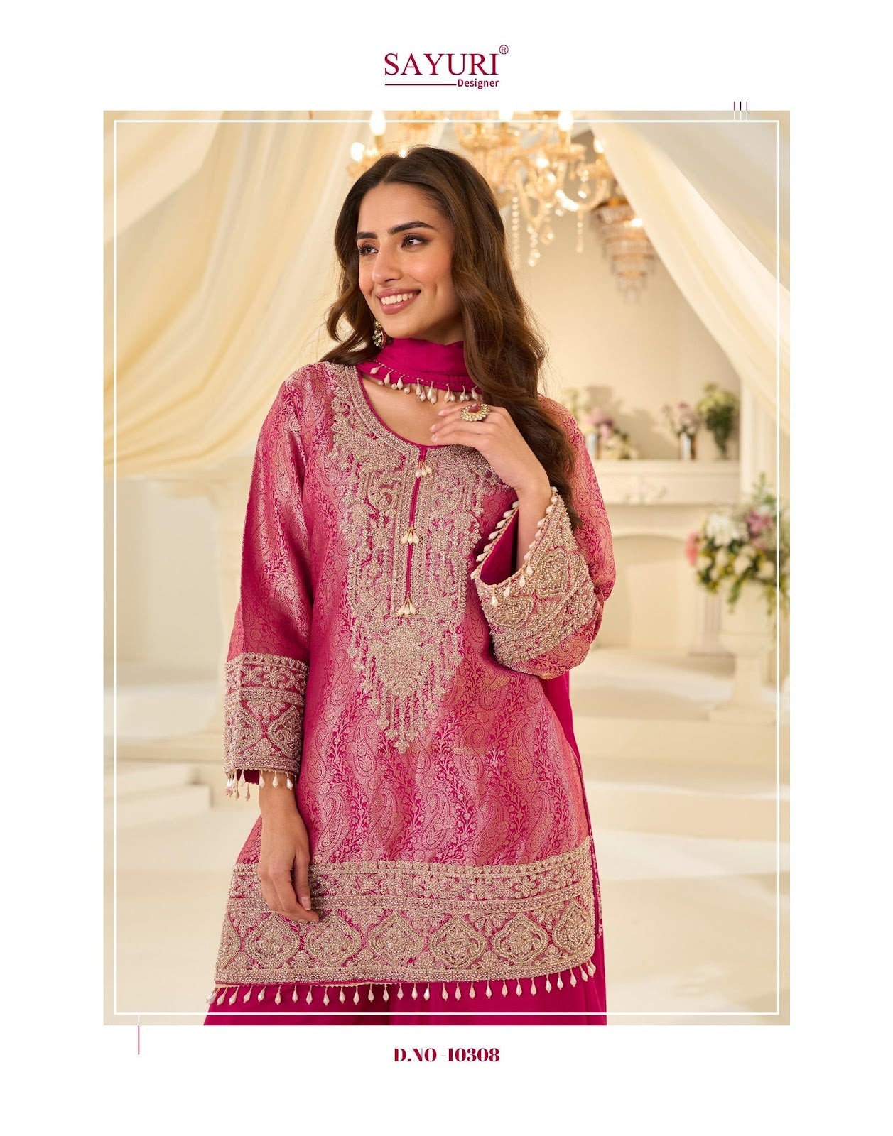 Jacquard Beads Collection Sayuri Viscose Silk Readymade Suits Manufacturer India