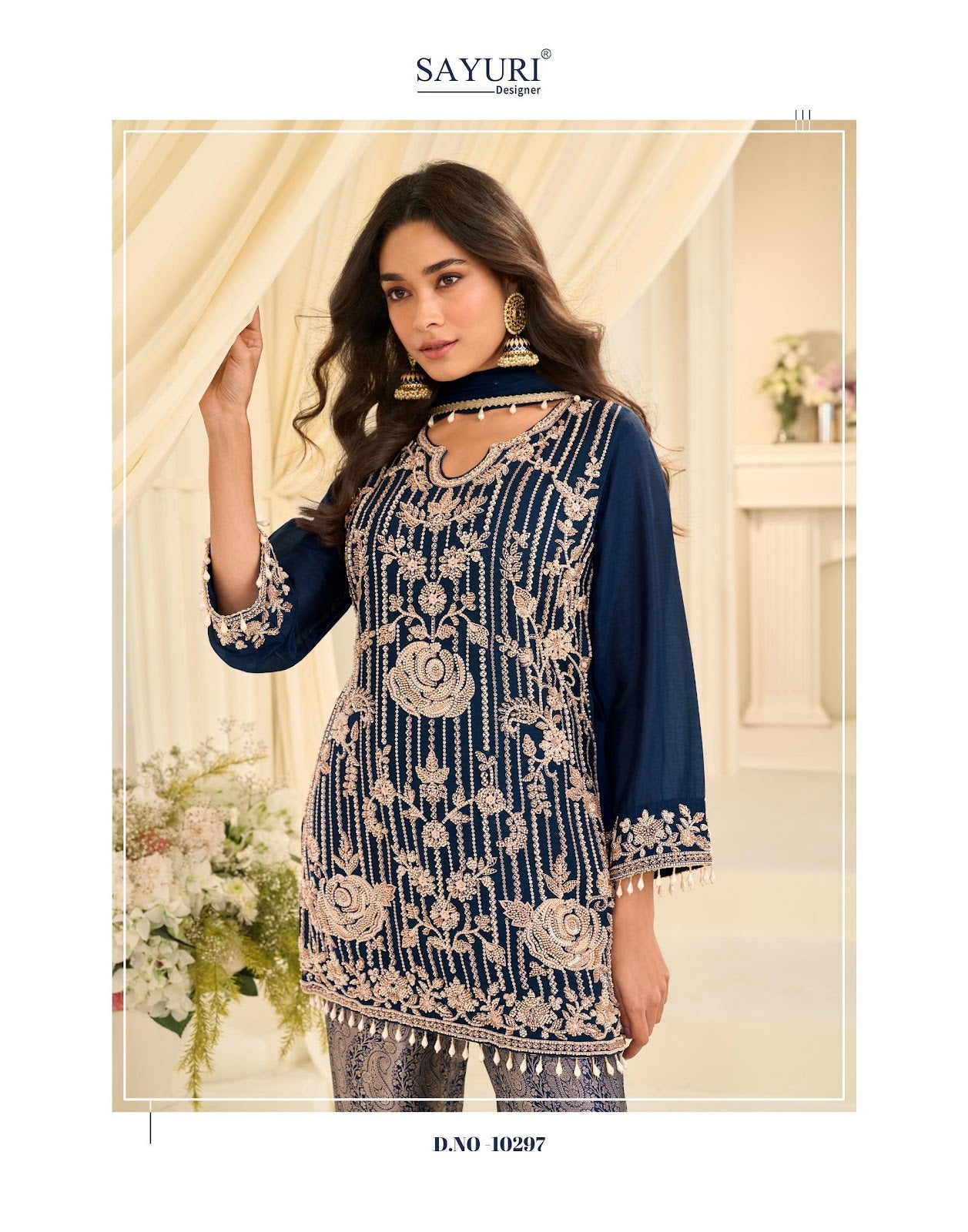 Jacquard Beads Collection Sayuri Viscose Silk Readymade Suits Manufacturer India