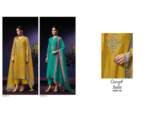 Jade 3890 Ganga Bemberg Plazzo Style Suits Supplier Ahmedabad