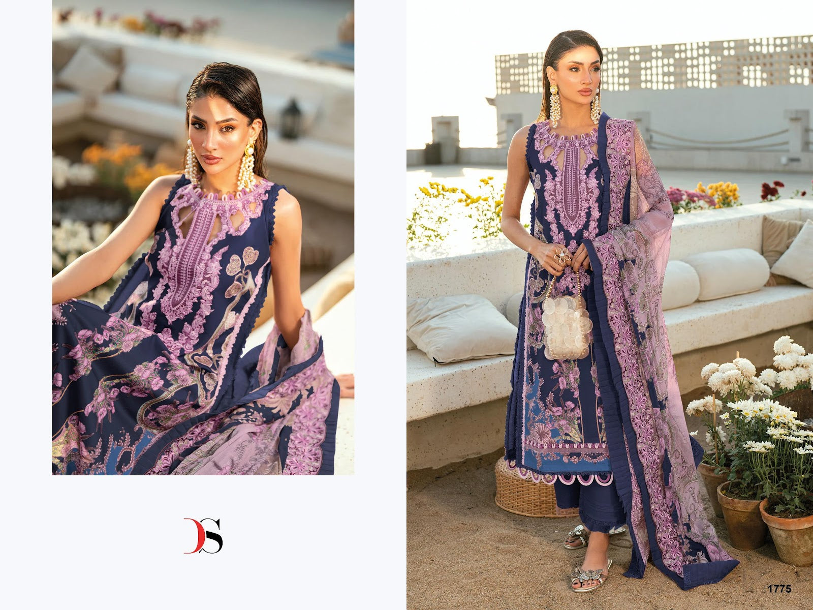 Jade 5 Needle Wonder Deepsy Cotton Cambric Pakistani Patch Work Suits Supplier