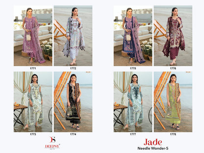 Jade 5 Needle Wonder Deepsy Cotton Cambric Pakistani Patch Work Suits Supplier