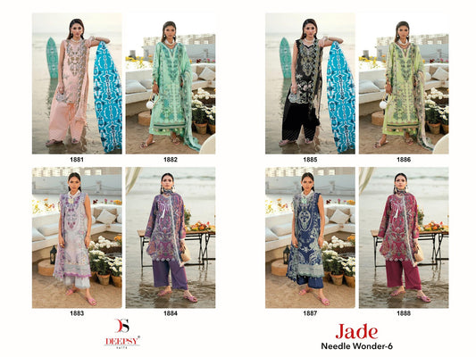 Jade 6 Needle Wonder Deepsy Cotton Pakistani Patch Work Suits Manufacturer India