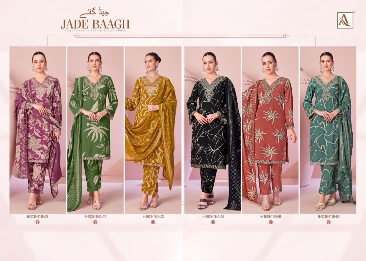Jade Baagh Alok Viscose Reyon Karachi Salwar Suits Supplier India