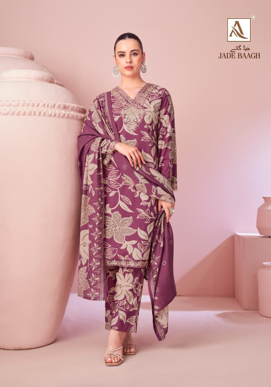 Jade Baagh Alok Viscose Reyon Karachi Salwar Suits Supplier India