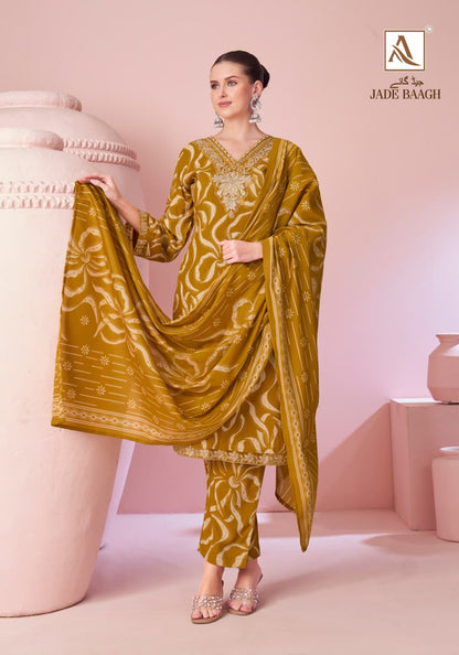 Jade Baagh Alok Viscose Reyon Karachi Salwar Suits Supplier India