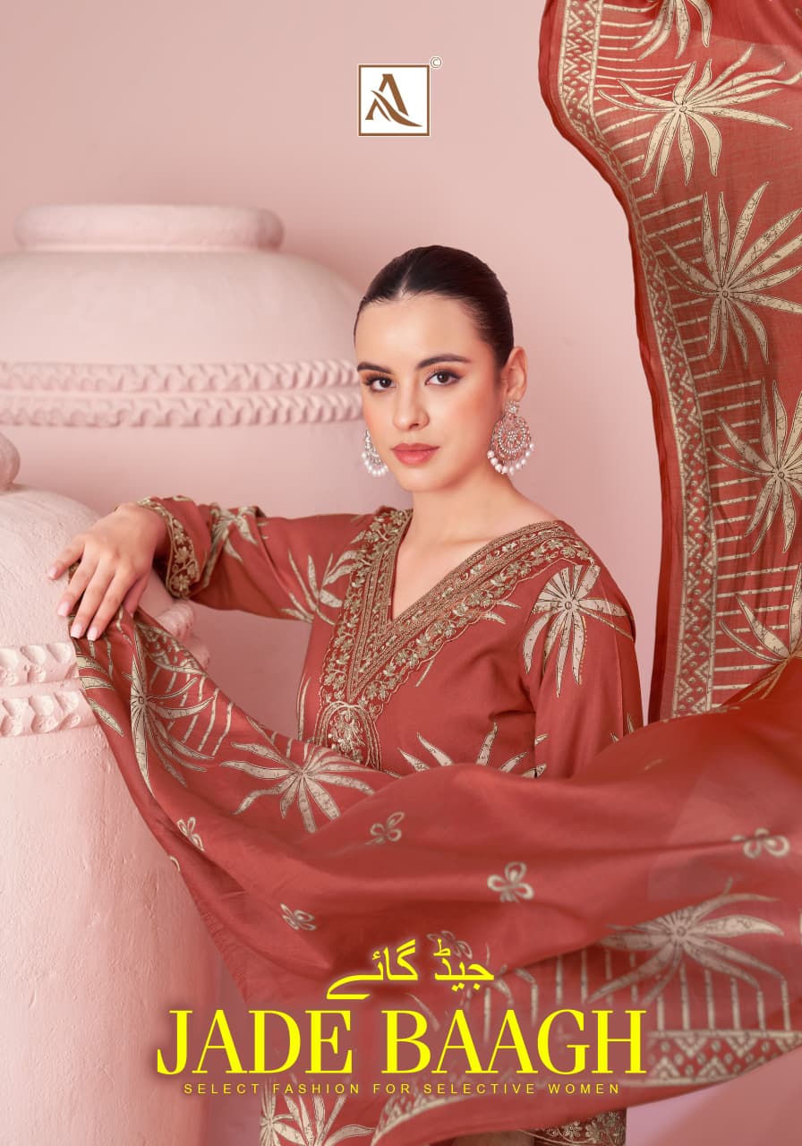 Jade Baagh Alok Viscose Reyon Karachi Salwar Suits Supplier India