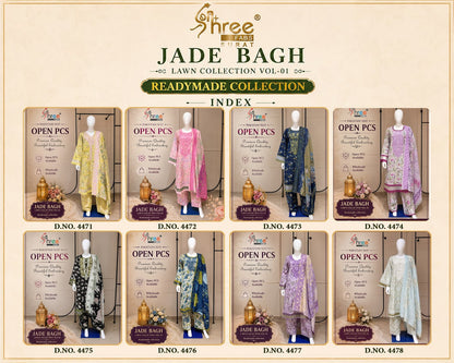 Jade Bagh Vol 1 Lawn Collection Shree Fabs Cotton Pakistani Readymade Suits Exporter India