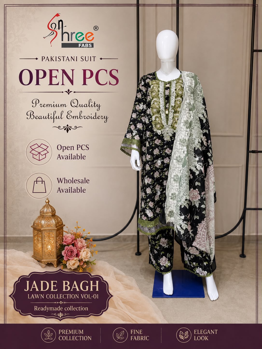Jade Bagh Vol 1 Lawn Collection Shree Fabs Cotton Pakistani Readymade Suits Exporter India
