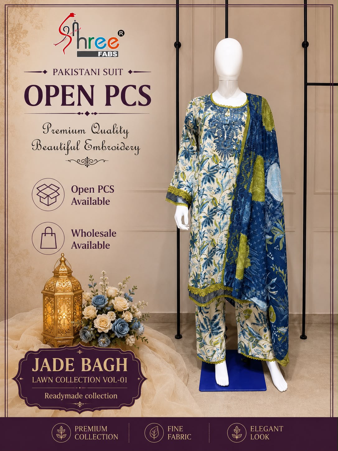 Jade Bagh Vol 1 Lawn Collection Shree Fabs Cotton Pakistani Readymade Suits Exporter India