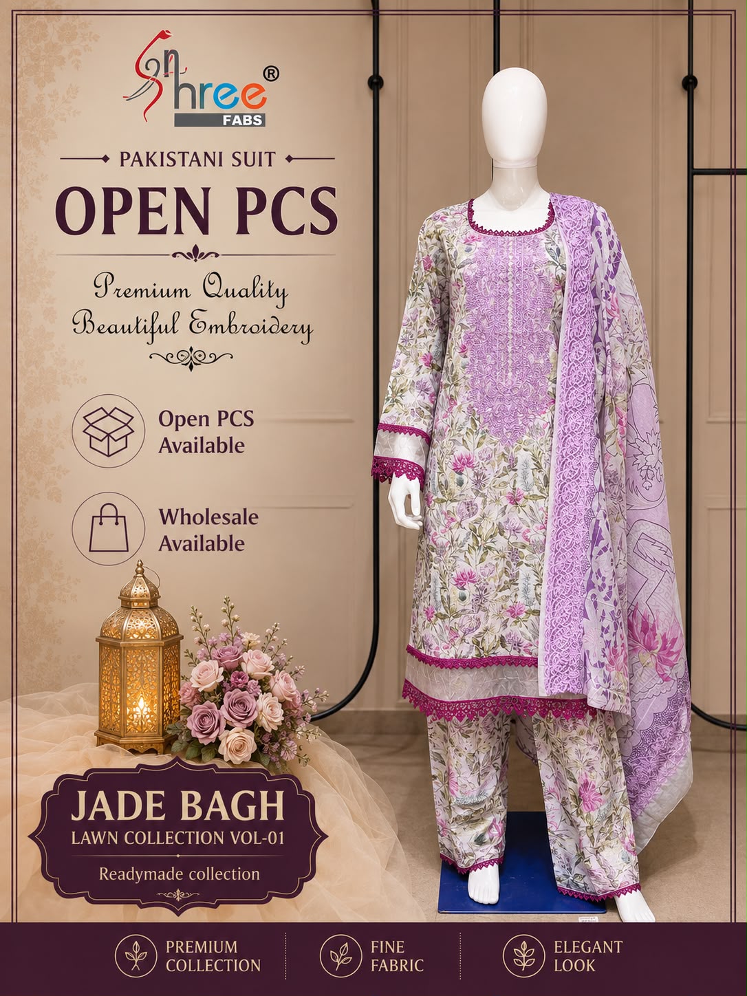 Jade Bagh Vol 1 Lawn Collection Shree Fabs Cotton Pakistani Readymade Suits Exporter India