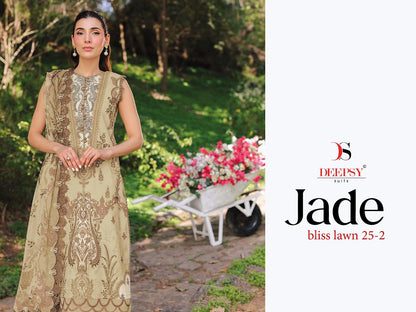 Jade Bliss Lawn 25-2 Deepsy Cotton Pakistani Patch Work Suits Supplier