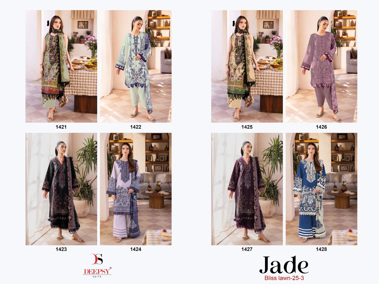 Jade Bliss Lawn 25 3 Deepsy Pure Cotton Karachi Salwar Suits Wholesaler