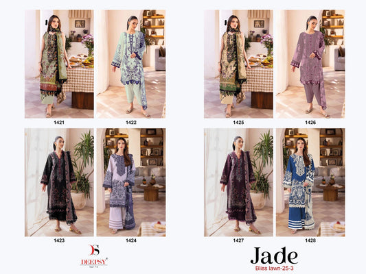 Jade Bliss Lawn 25 3 Deepsy Pure Cotton Karachi Salwar Suits Wholesaler