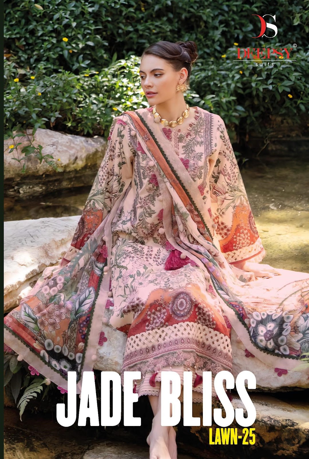 Jade Bliss Lawn 25 Deepsy Cotton Pakistani Patch Work Suits Supplier Ahmedabad