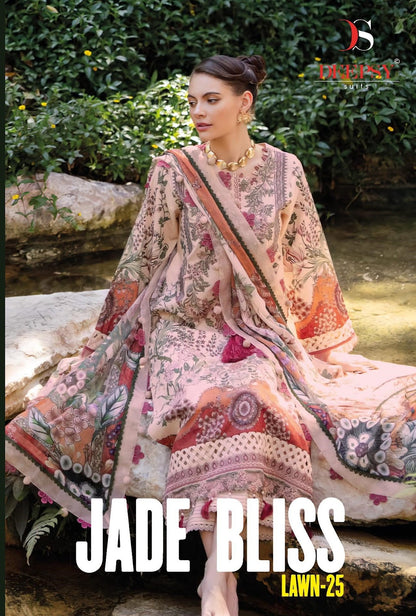 Jade Bliss Lawn 25 Deepsy Cotton Pakistani Patch Work Suits Supplier Ahmedabad