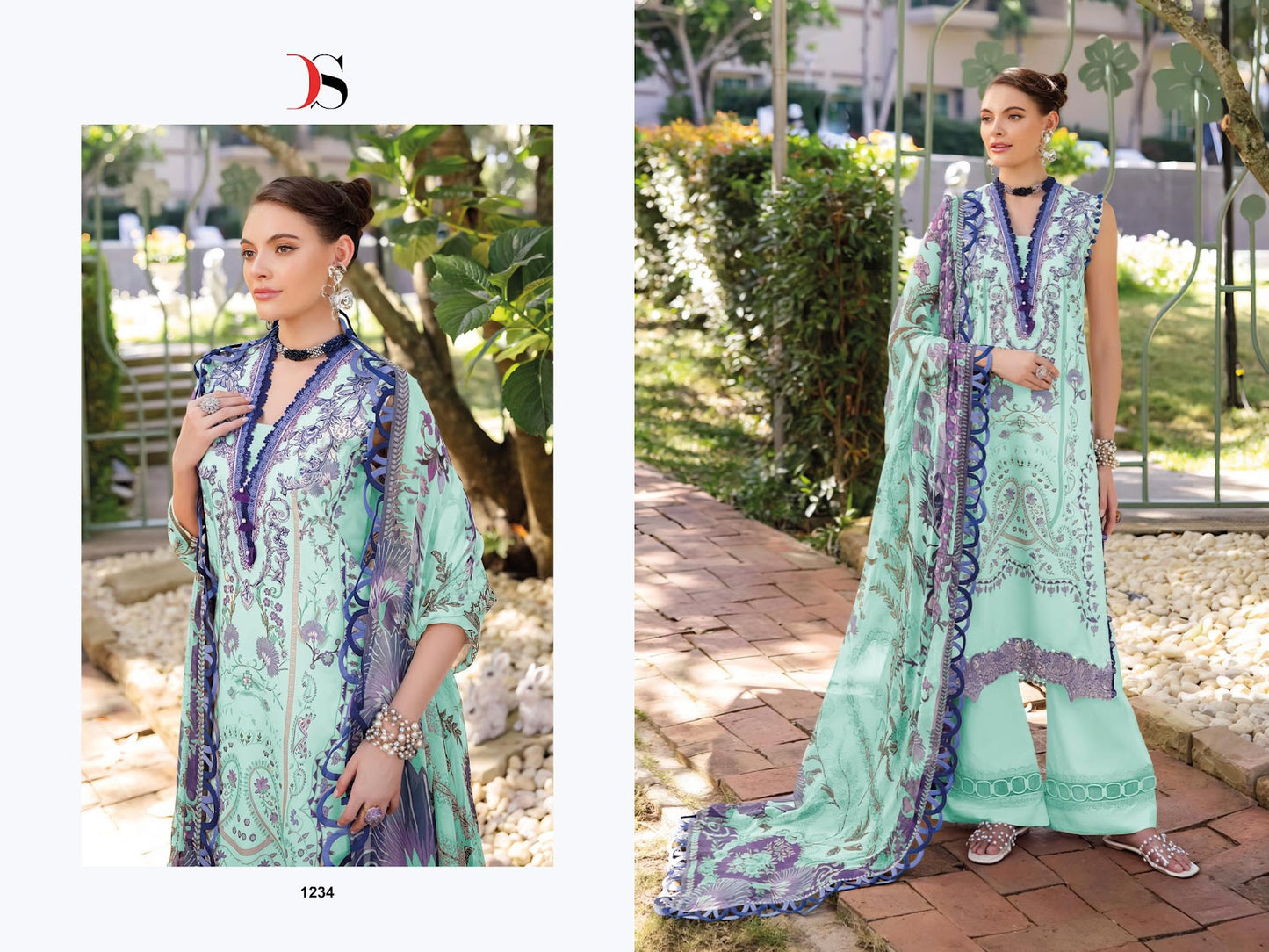 Jade Bliss Lawn 25 Deepsy Cotton Pakistani Patch Work Suits Supplier Ahmedabad