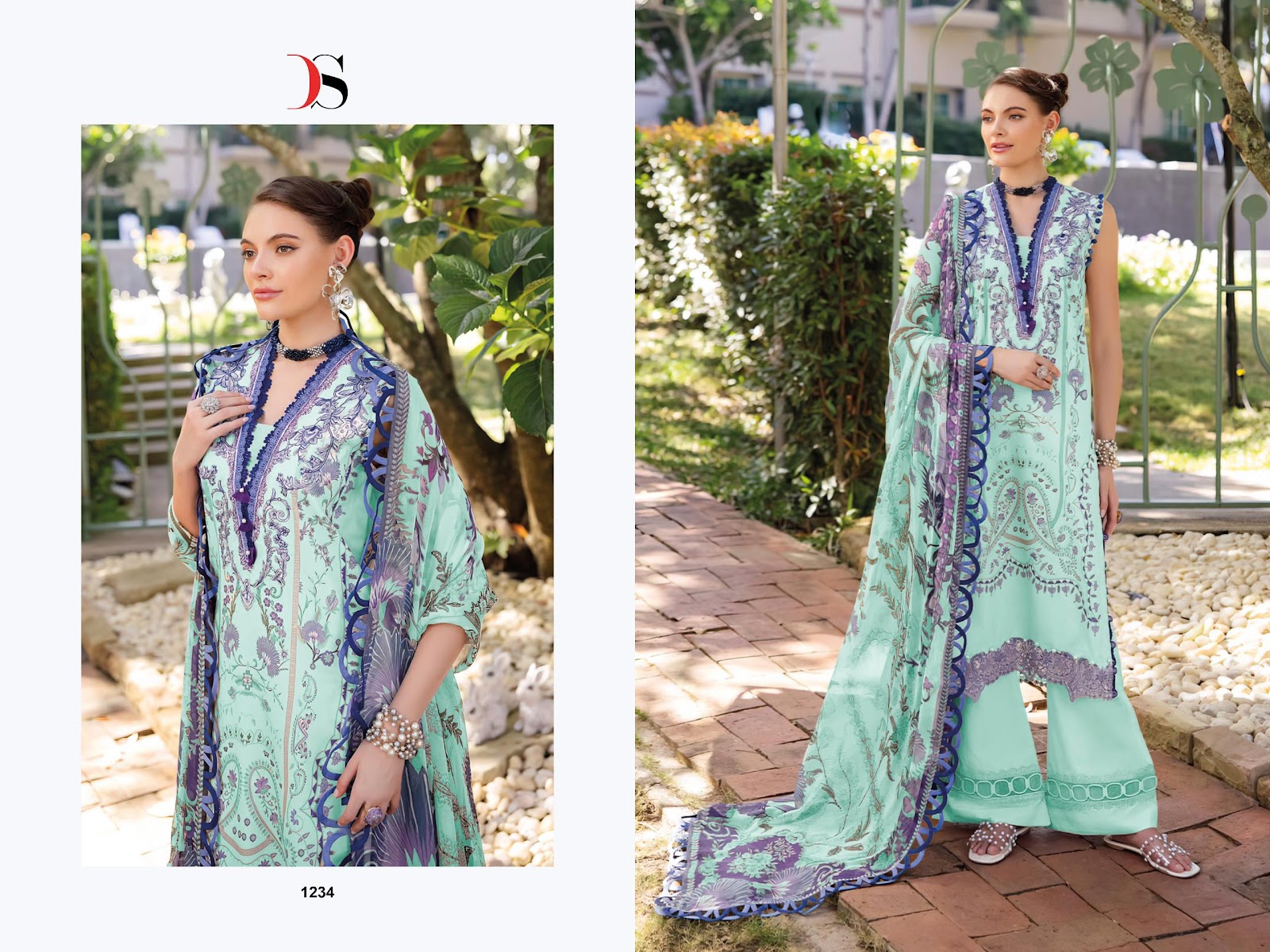 Jade Bliss Lawn 25 Deepsy Cotton Pakistani Patch Work Suits Supplier Ahmedabad