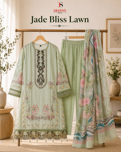 Jade Bliss Lawn Deepsy Cotton Pakistani Readymade Suits Wholesaler Ahmedabad