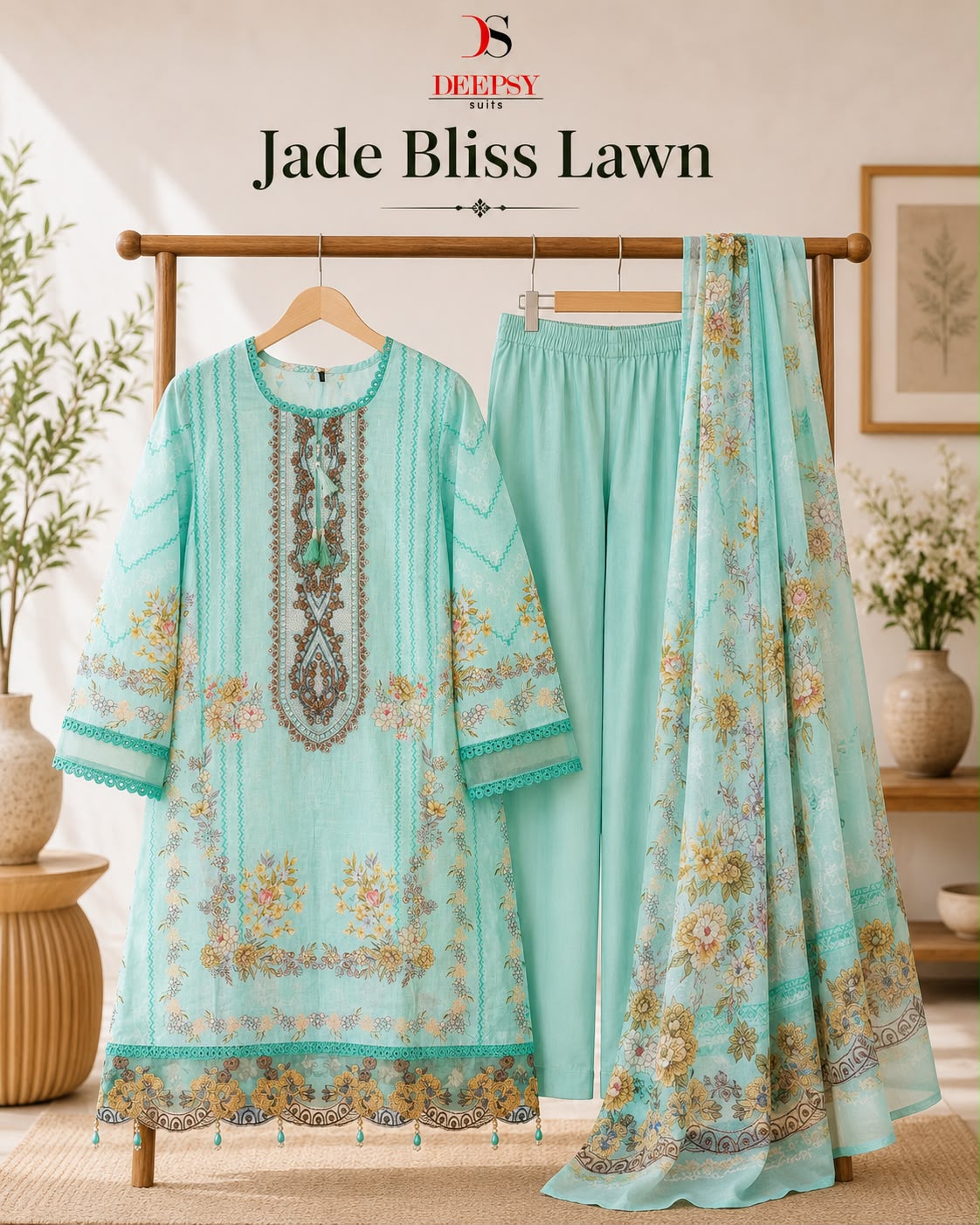 Jade Bliss Lawn Deepsy Cotton Pakistani Readymade Suits Wholesaler Ahmedabad