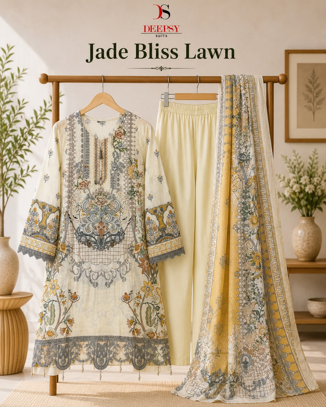 Jade Bliss Lawn Deepsy Cotton Pakistani Readymade Suits Wholesaler Ahmedabad