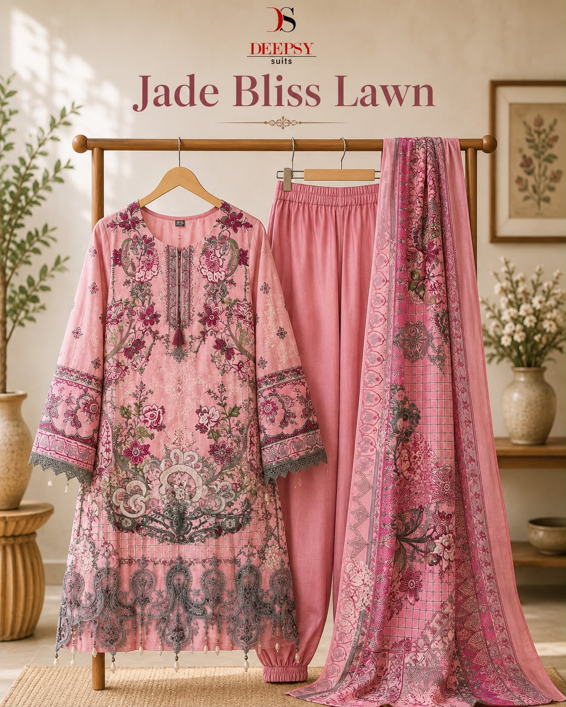 Jade Bliss Lawn Deepsy Cotton Pakistani Readymade Suits Wholesaler Ahmedabad