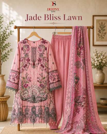 Jade Bliss Lawn Deepsy Cotton Pakistani Readymade Suits Wholesaler Ahmedabad