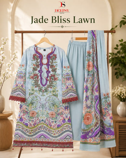 Jade Bliss Lawn Deepsy Cotton Pakistani Readymade Suits Wholesaler Ahmedabad