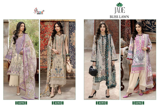 Jade Bliss Lawn Shree Fabs Cotton Pakistani Patch Work Suits Supplier India