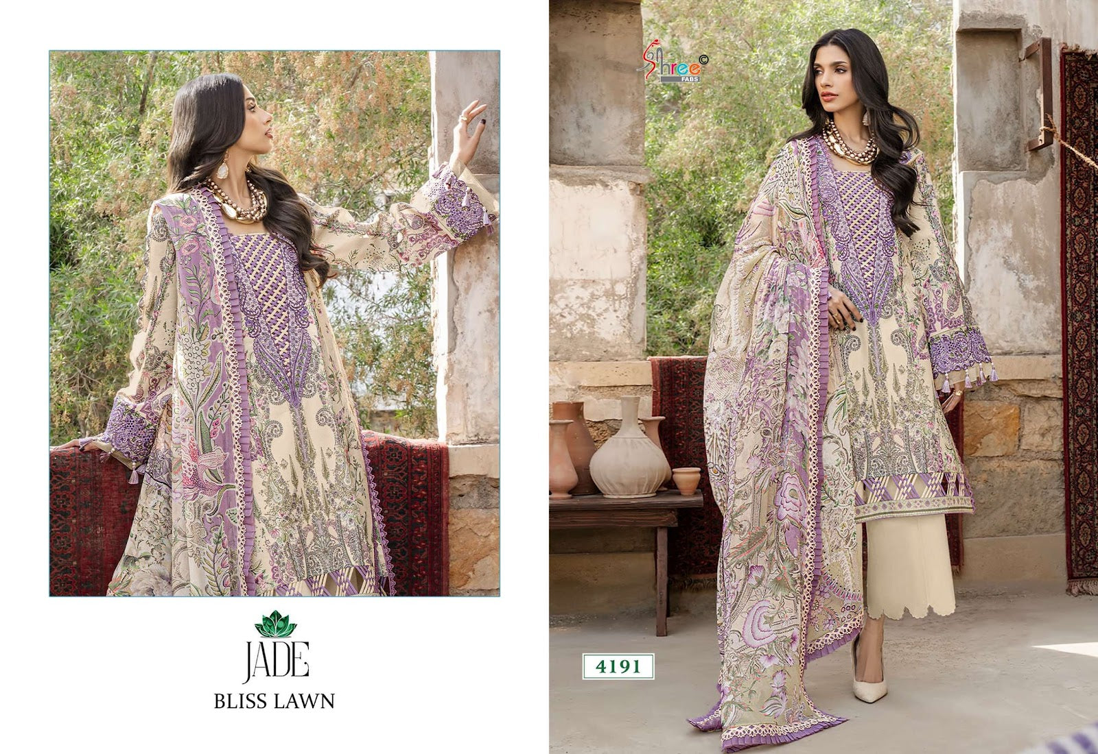 Jade Bliss Lawn Shree Fabs Cotton Pakistani Patch Work Suits Supplier India