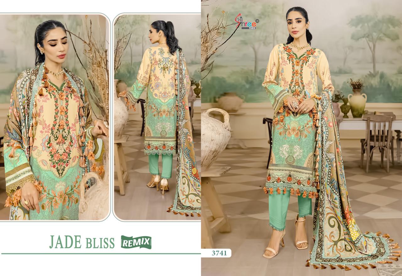 Jade Bliss Remix Shree Fabs Cotton Pakistani Patch Work Suits Wholesaler