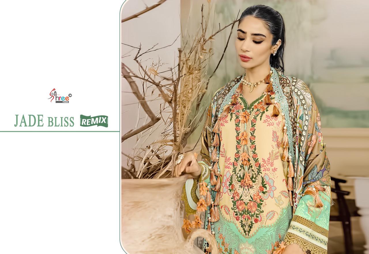 Jade Bliss Remix Shree Fabs Cotton Pakistani Patch Work Suits Wholesaler