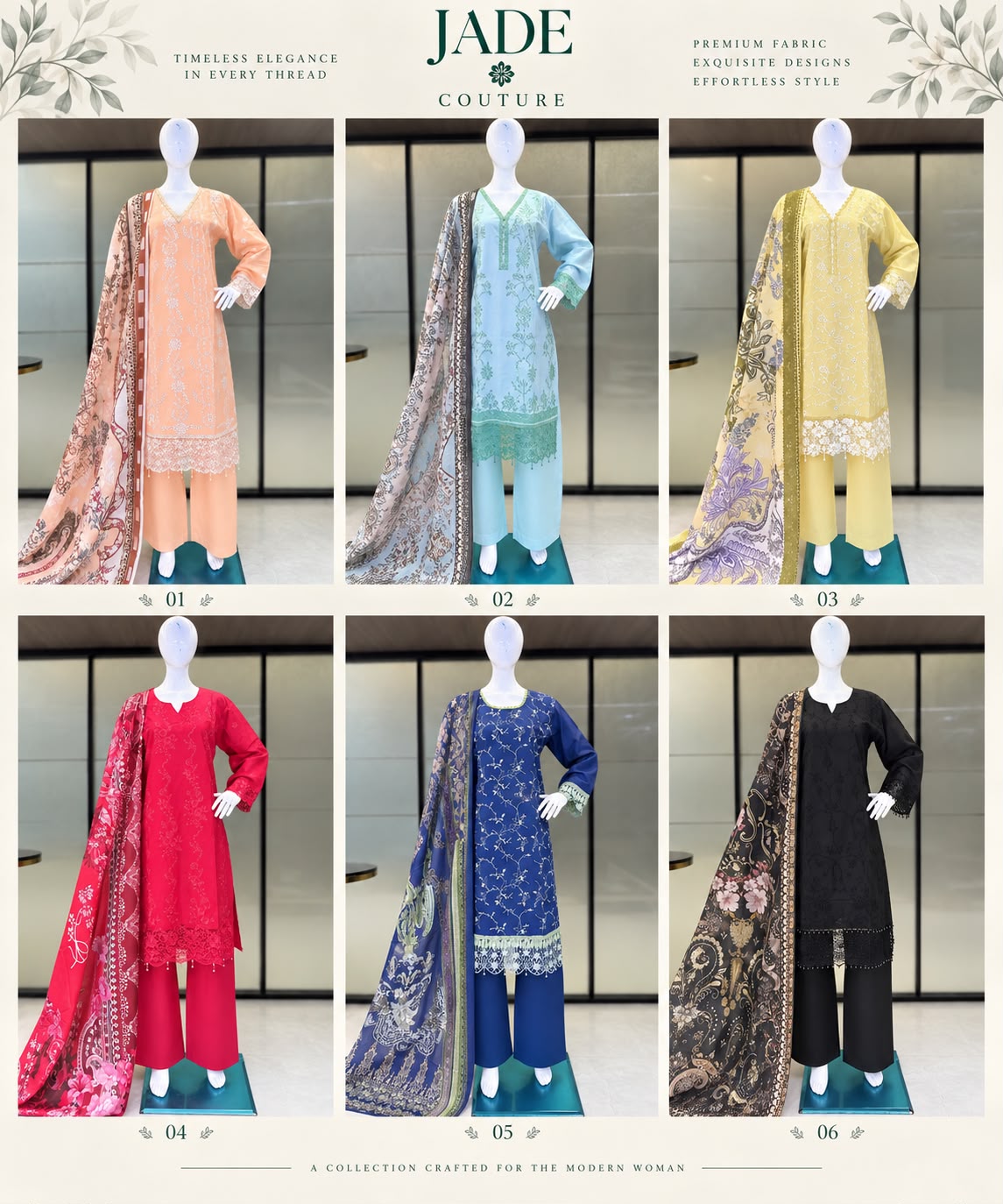 Jade Couture Deepsy Cotton Pakistani Readymade Suits Exporter