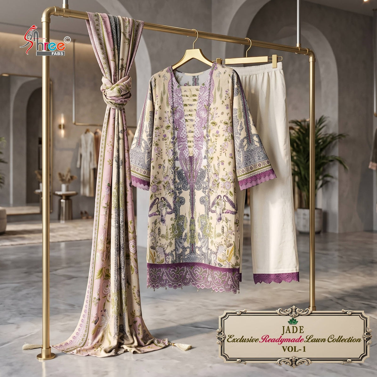 Jade Exclusive Lawn Collection Shree Fabs Cotton Pakistani Readymade Suits Wholesale Price