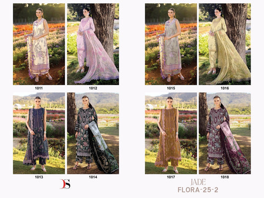 Jade Flora 25-2 Deepsy Cotton Pakistani Patch Work Suits Wholesaler Gujarat