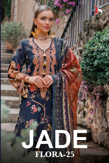Jade Flora 25 Rayon Collection Deepsy Pakistani Patch Work Suits Wholesaler
