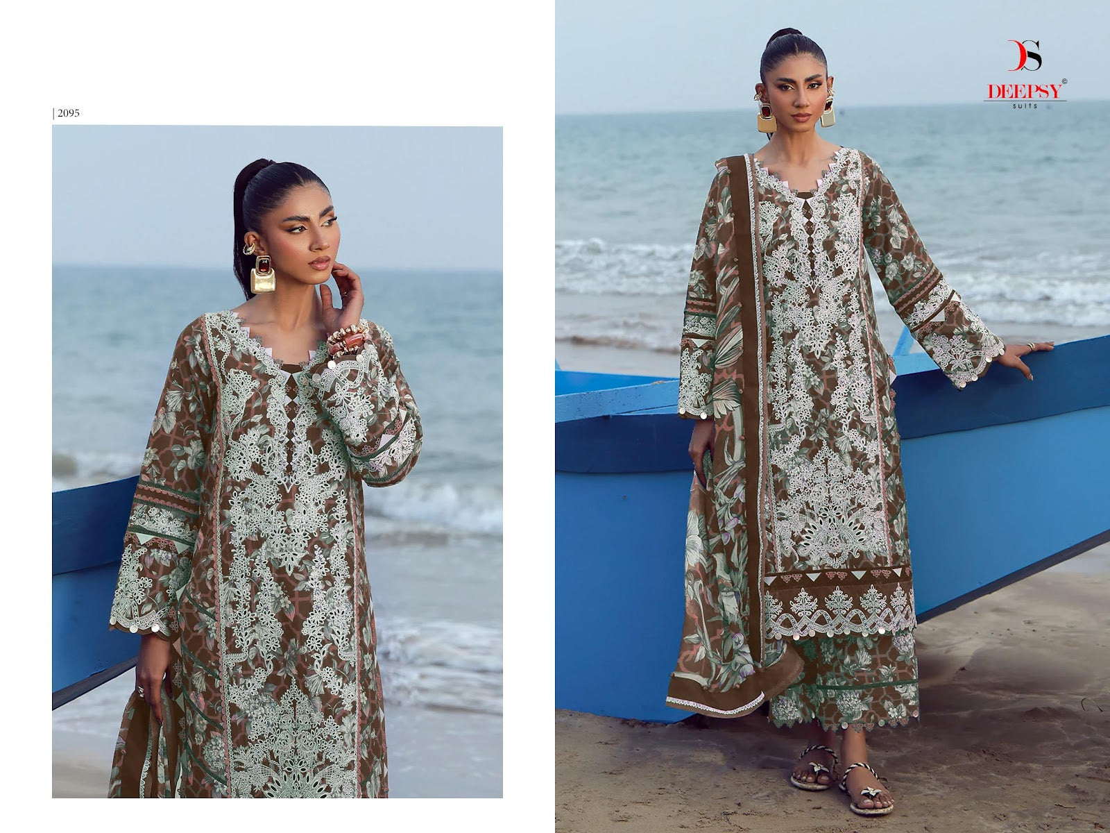 Jade Flora Premium 2 Deepsy Cotton Pakistani Patch Work Suits Wholesale