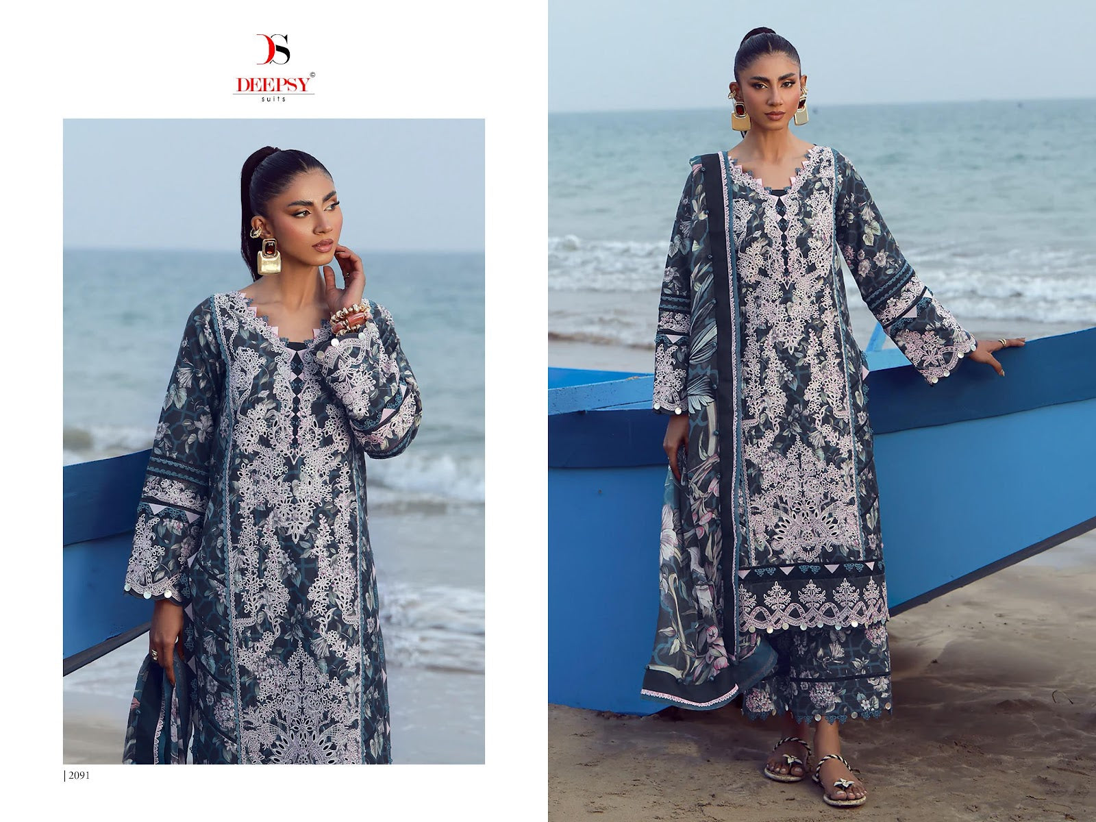 Jade Flora Premium 2 Deepsy Cotton Pakistani Patch Work Suits Wholesale