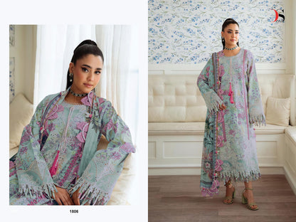 Jade Flora Premium Deepsy Cotton Pakistani Patch Work Suits Exporter India