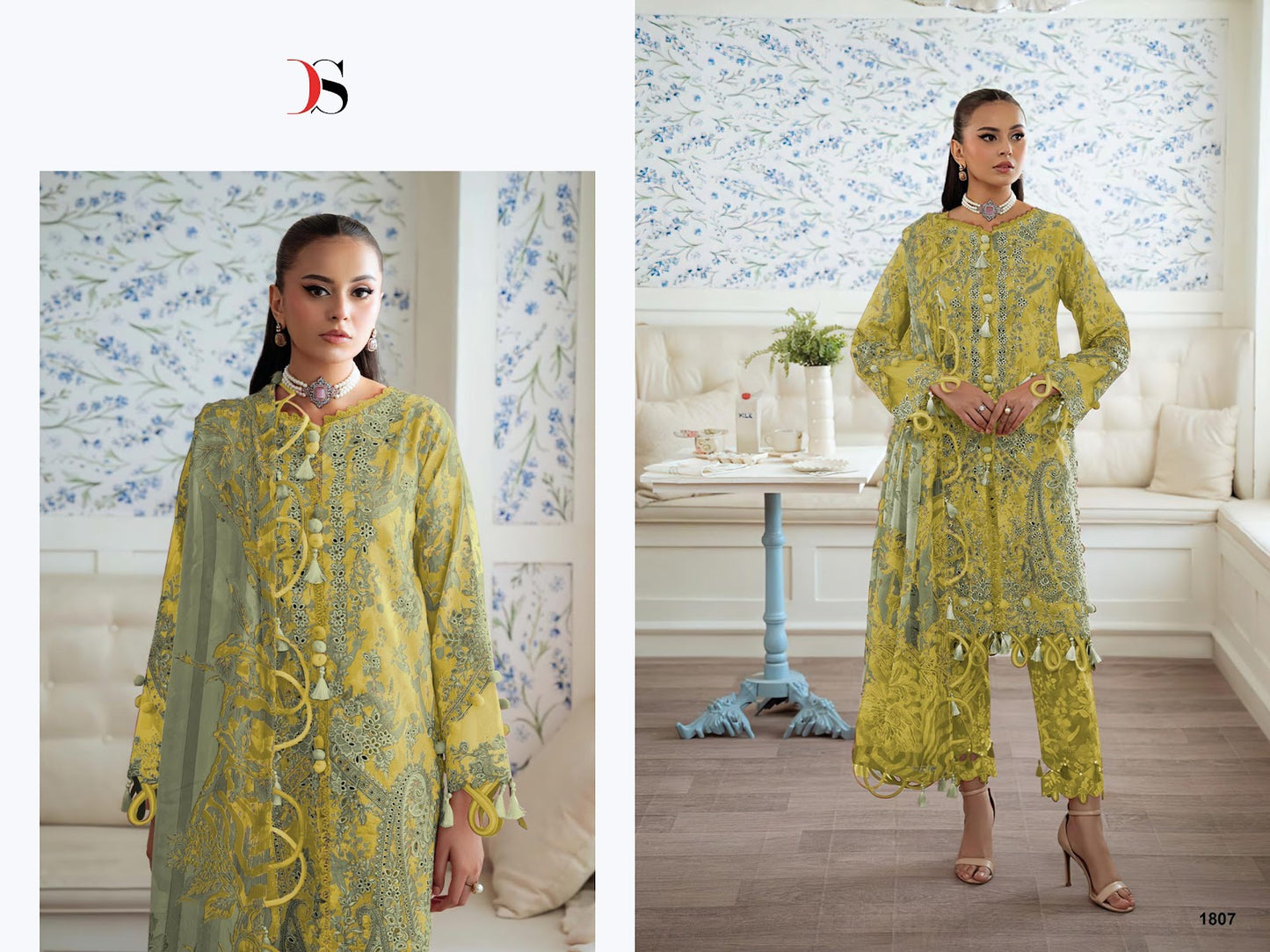 Jade Flora Premium Deepsy Cotton Pakistani Patch Work Suits Exporter India