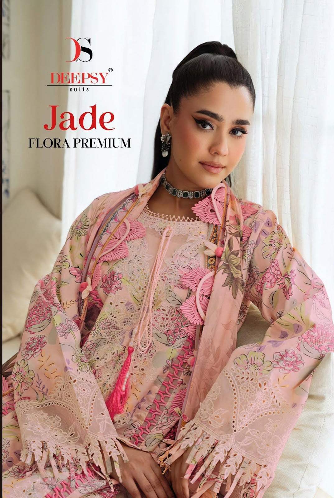 Jade Flora Premium Deepsy Cotton Pakistani Patch Work Suits Exporter India