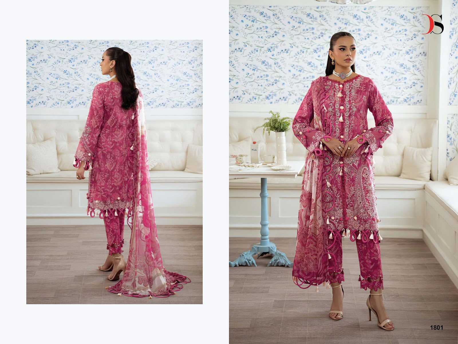 Jade Flora Premium Deepsy Cotton Pakistani Patch Work Suits Exporter India
